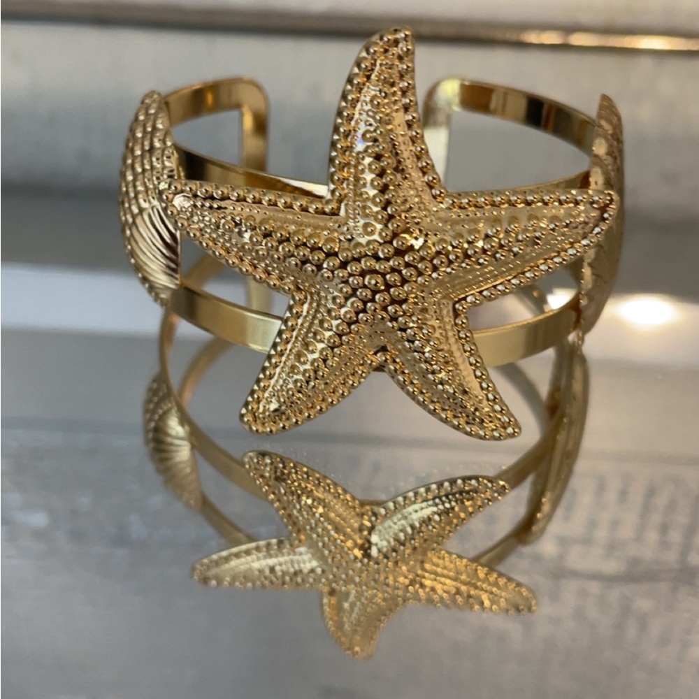 Gold Starfish Cuff Bracelet